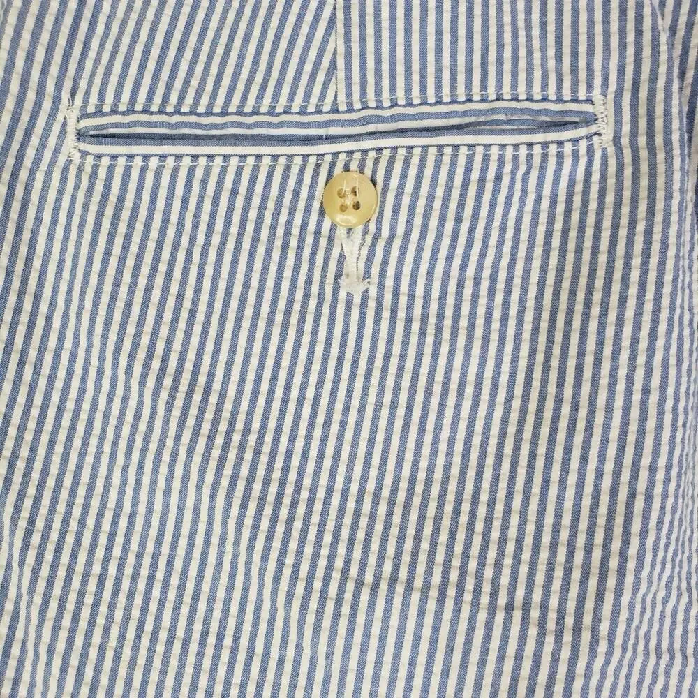Polo Ralph Lauren Shorts Mens 36 Blue Seersucker Pleated Striped Summer Preppy